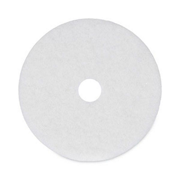 Boardwalk® Polishing Floor Pads, 20" Diameter, White, 5/carton