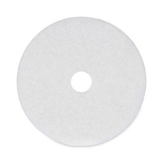 Boardwalk® Polishing Floor Pads, 20" Diameter, White, 5/carton