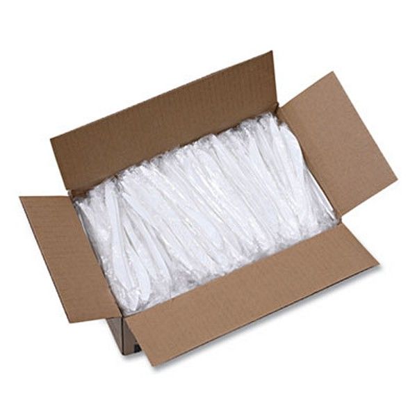 Boardwalk® Mediumweight Wrapped Polypropylene Cutlery, Knives, White, 1,000/carton