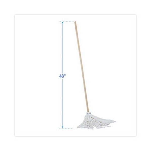 Boardwalk® Handle/deck Mops, 16 Oz White Rayon Head, 48" Oak Wood Handle