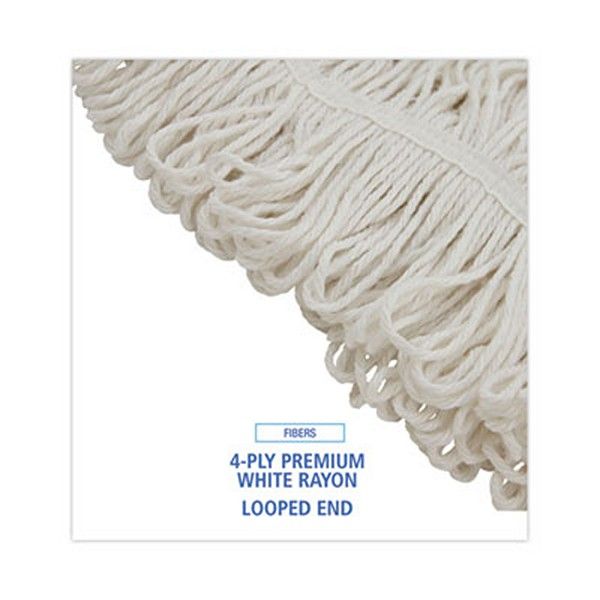 Boardwalk® Pro Loop Web/tailband Wet Mop Head, Rayon, 24oz, White, 12/carton