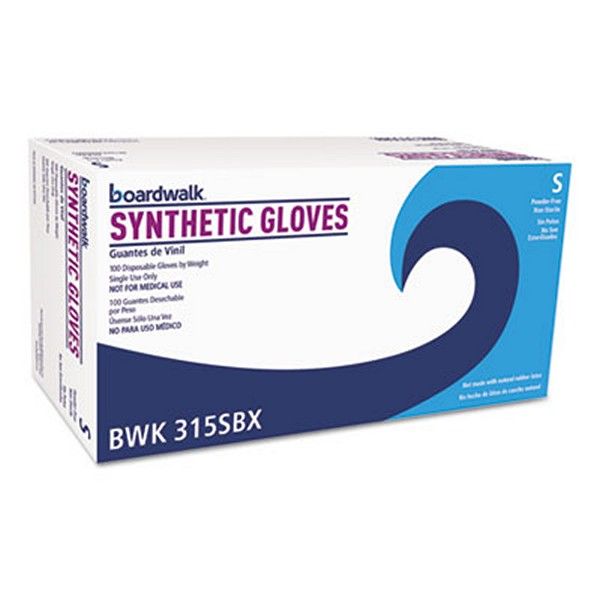 Boardwalk® Powder-Free Synthetic Vinyl Gloves, Small, Cream, 4 Mil, 100/box