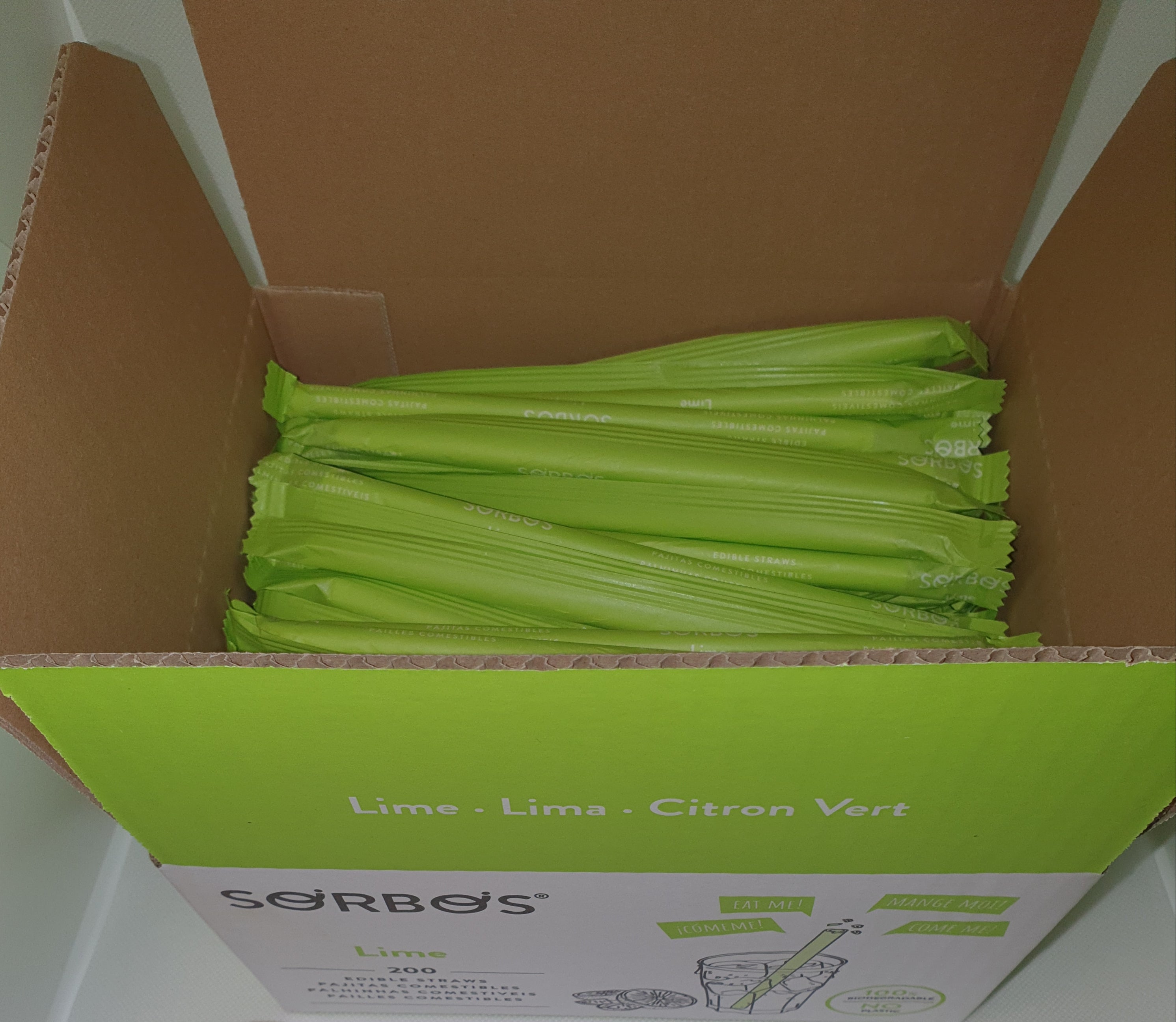 Sorbos Edible Lime Straws Centimeters Ea 200 Each - 1 Per Case