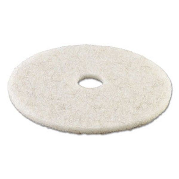 Boardwalk® Natural Burnishing Floor Pads, 17" Diameter, White, 5/carton