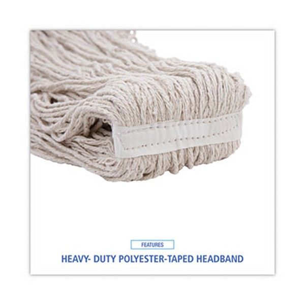 Boardwalk® Mop Head, Pro Loop Web/tailband, Premium Standard Head, Cotton, 32-Oz., White