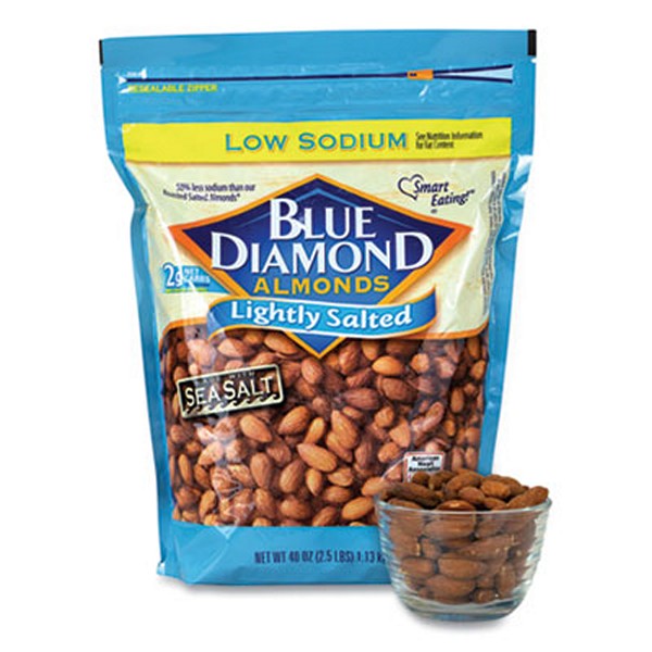 BlueDiamon Low Sodium Lightly Salted Almonds, 10 Bag