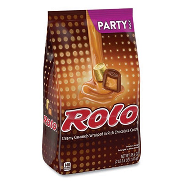 ROLO Party Pack Creamy Caramels Wrapped In Rich Chocolate Candy, 35.6 Bag