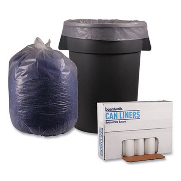 Boardwalk® Low Density Repro Can Liners, 60 Gal, 1.1 Mil, 38" X 58", Clear, 10 Bags/roll, 10 Rolls/carton