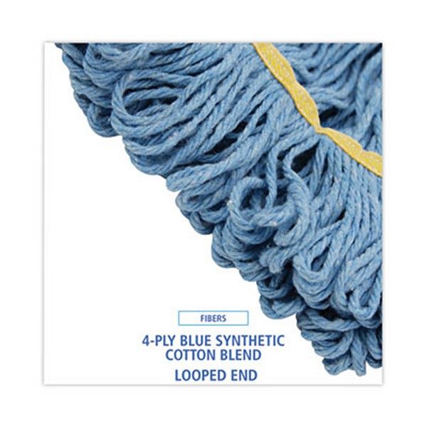 Boardwalk® Super Loop Wet Mop Head, Cotton/synthetic Fiber, 5" Headband, Small Size, Blue, 12/carton