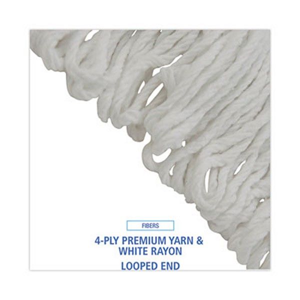 Boardwalk® Pro Loop Web/tailband Wet Mop Head, Rayon, #24 Size, White, 12/carton