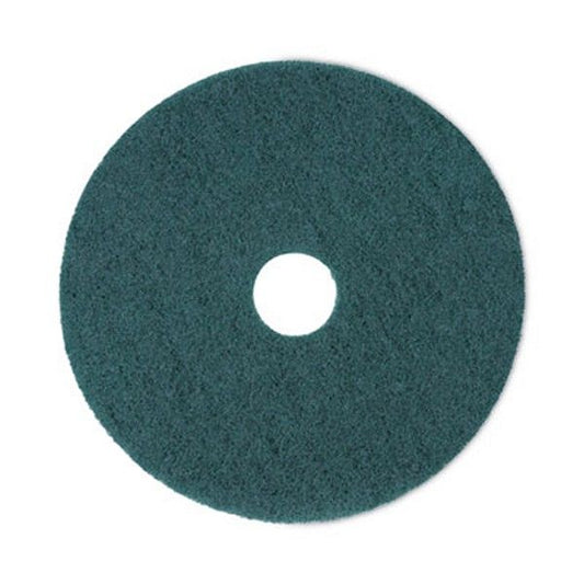 Boardwalk® Heavy-Duty Scrubbing Floor Pads, 18" Diameter, Green, 5/carton