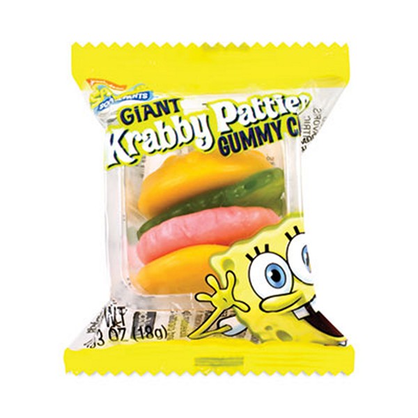 Nicklodeon SpongeBob Squarepants Giant Krabby Patties Gummy Candy, 0.63 Pack, 36/Box