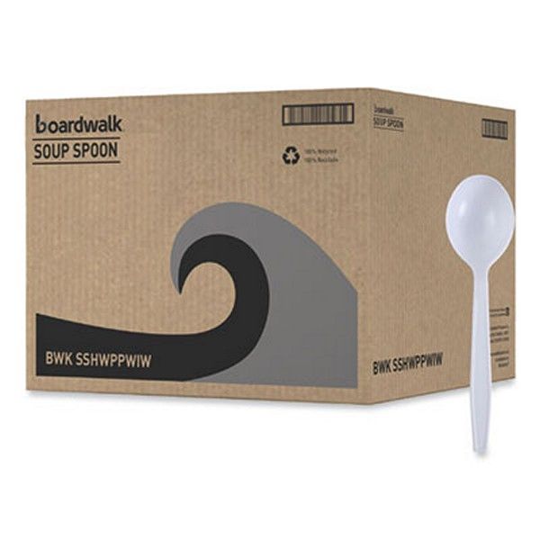 Boardwalk® Heavyweight Wrapped Polypropylene Cutlery, Soup Spoon, White, 1,000/carton