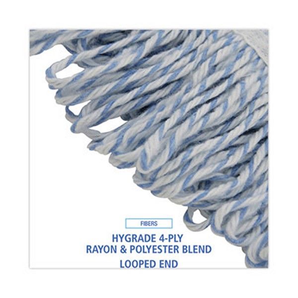 Boardwalk® Mop Head, Floor Finish, Narrow, Rayon/polyester, Medium, White/blue, 12/carton