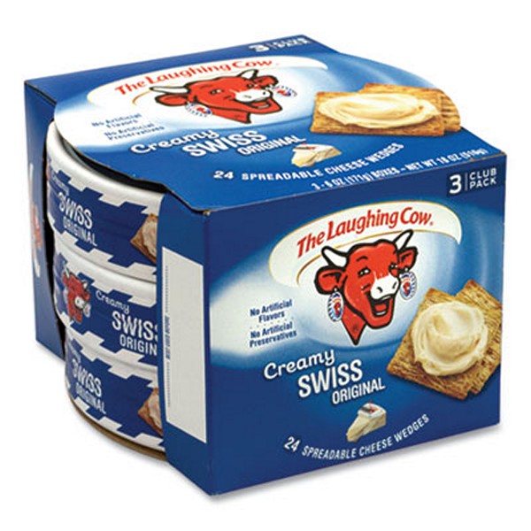 LaughinCow Creamy Swiss Wedge, 6 Tub, 3 Tubs/pack