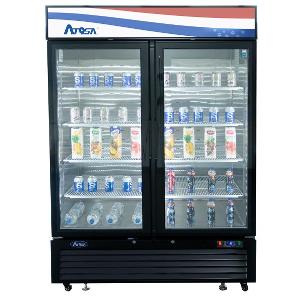 Atosa USA, MCF8733GR, Black Exterior Glass Two (2) Door Merchandiser Refrigerator