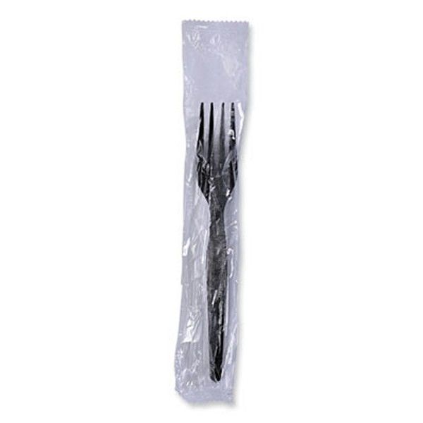 Boardwalk® Heavyweight Wrapped Polystyrene Cutlery, Fork, Black, 1,000/carton