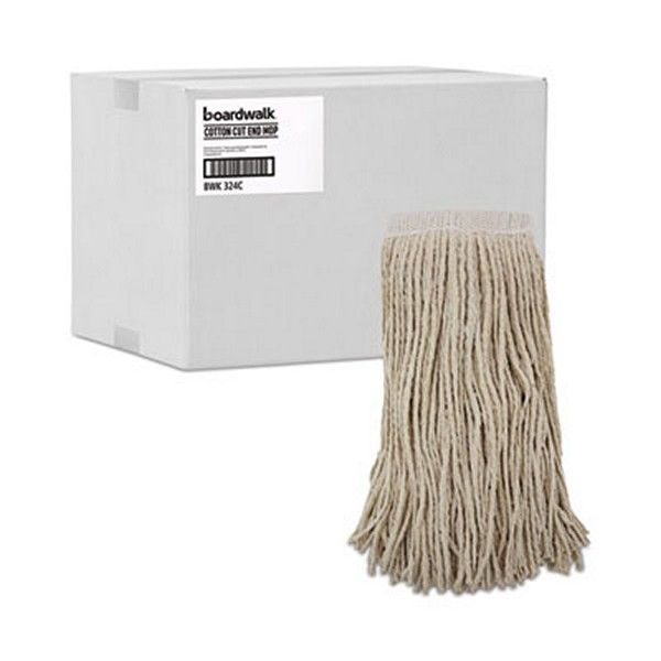 Boardwalk® Mop Head, Premium Saddleback Head, Cotton Fiber, 24 oz, White, 12/Carton