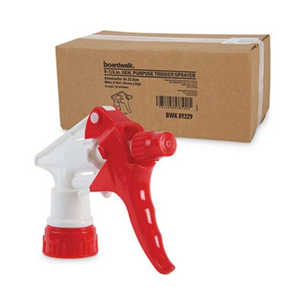 Boardwalk® Trigger Sprayer 250, 9.25" Tube Fits 32 Oz Bottles, Red/white, 24/carton