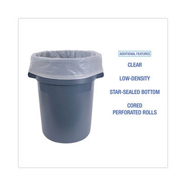 Boardwalk® Industrial Drum Liners Rolls, 60 Gal, 1.8 Mil, 38 X 63, Clear, 1 Roll Of 75 Bags