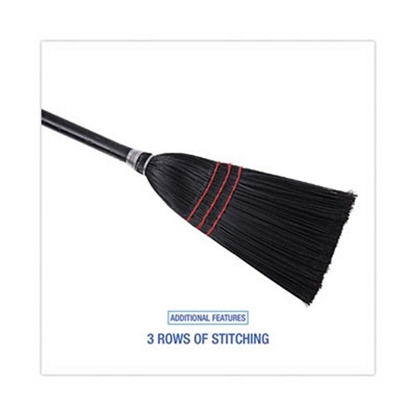 Boardwalk® Flag Tipped Poly Lobby Brooms, Flag Tipped Poly Bristles, 38" Overall Length, Natural/black, 12/carton