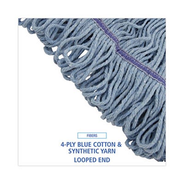 Boardwalk® Mop Head, Loop-End, Cotton With Scrub Pad, Large, 12/carton