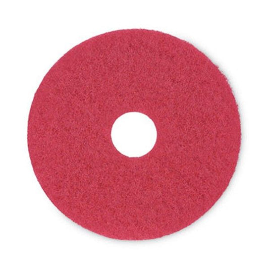 Boardwalk® Buffing Floor Pads, 15" Diameter, Red, 5/carton