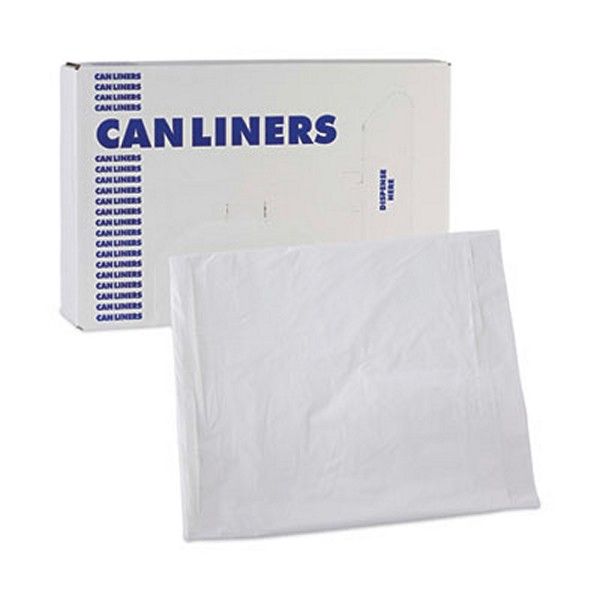 Boardwalk® Linear Low Density Industrial Can Liners, 10 Gal, 0.5 Mil, 24 X 23, White, 500/carton