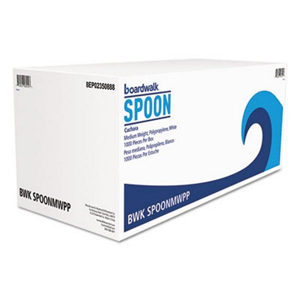 Boardwalk® Mediumweight Polypropylene Cutlery, Teaspoon, White, 1000/carton