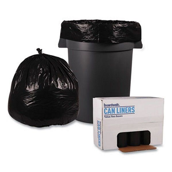 Boardwalk® Low Density Repro Can Liners, 45 Gal, 1.6 Mil, 40" X 46", Black, 10 Bags/roll, 10 Rolls/carton