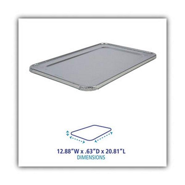 Boardwalk® Aluminum Steam Table Pan Lids, Fits Full-Size Pan, Deep,12.88 x 20.81 x 0.63, 50/Carton