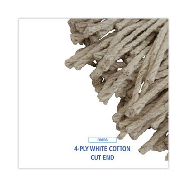 Boardwalk® Mop Head, Economical Lie-Flat Head, Cotton Fiber, 32oz, White, 12/carton