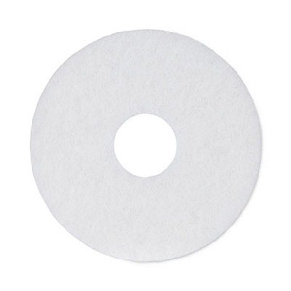 Boardwalk® Polishing Floor Pads, 12" Diameter, White, 5/carton