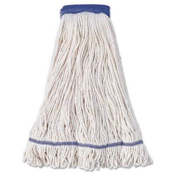 Boardwalk® Super Loop Wet Mop Head, Cotton/synthetic Fiber, 5" Headband, X-Large Size, White, 12/carton