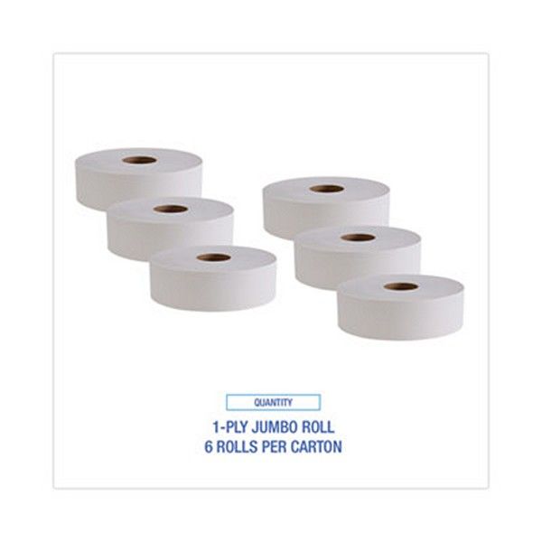 Boardwalk® Jrt Bath Tissue, Jumbo, Septic Safe, 1-Ply, White, 3.63" X 4,000 Ft, 6/carton