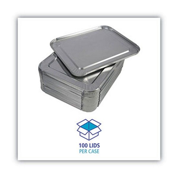 Boardwalk® Aluminum Steam Table Pan Lids, Fits Half-Size Pan, Deep, 10.5 x 12.81 x 0.63, 100/Carton