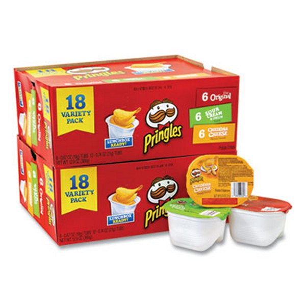 Pringles Potato Chips, Assorted, 0.67 Tub, 18 Tubs/box, 2 Boxes/carton