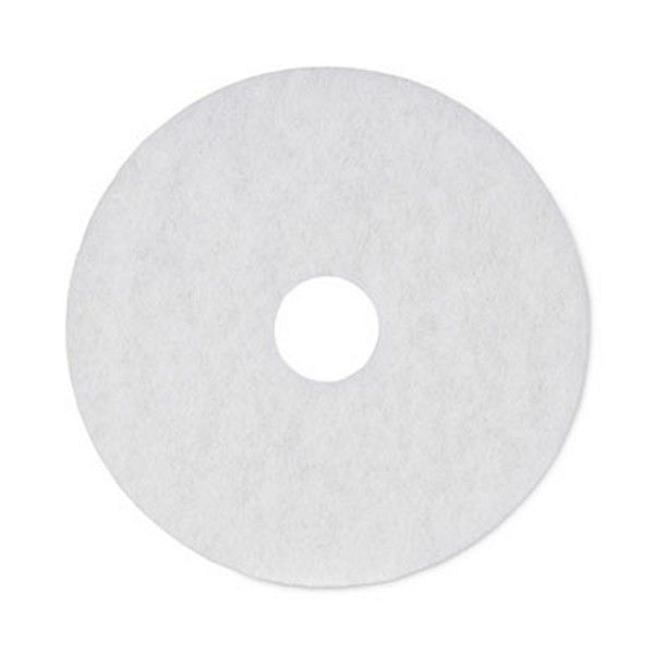 Boardwalk® Polishing Floor Pads, 16" Diameter, White, 5/carton