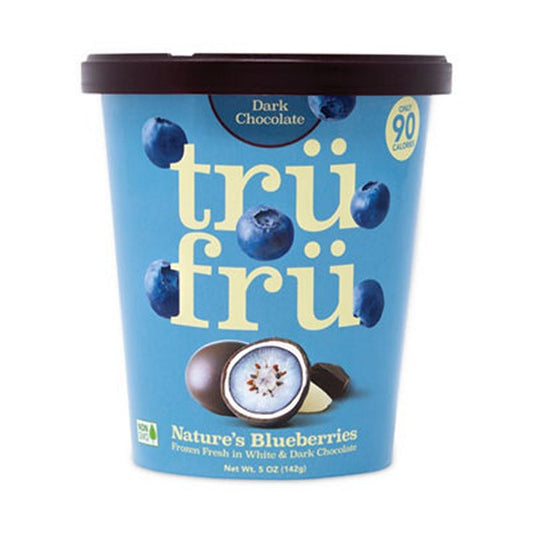 Tru Fru Nature's Hyper-Chilled Blueberries in White and Dark Chocolate, 5 Cup, 8/Carton