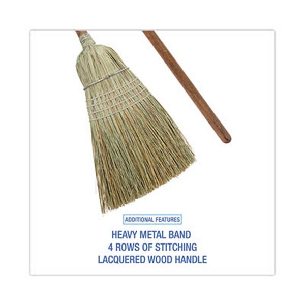 Boardwalk® Corn/fiber Brooms, Corn/synthetic Fiber Bristles, 60" Overall Length, Gray/natural, 6/carton