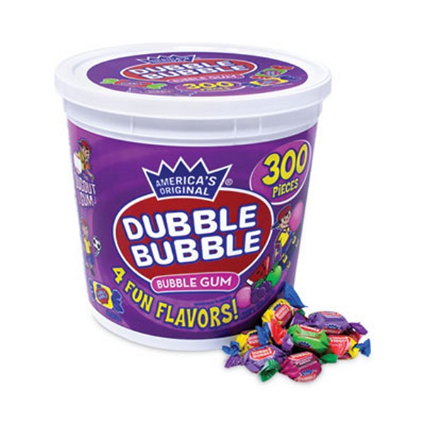 Dubble Bub Bubble Gum Assorted Flavor Twist Tub, 300 Pieces/Tub