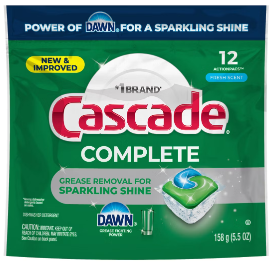 P&g Retail Cascade Dishwashing Pouch with Liquid & Powder Fresh Scent 6 - 12 Cnt - 12 Count - 6 Per Case