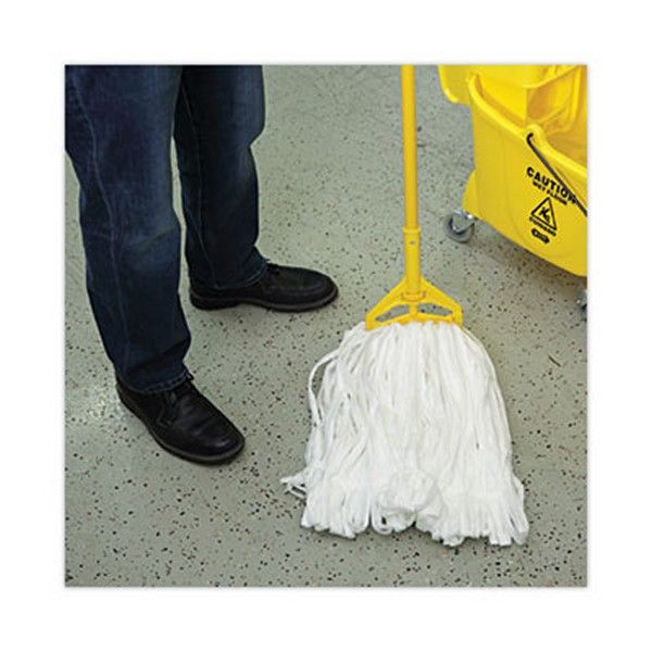 Boardwalk® Mop Head, Looped, Enviro Clean With Tailband, Large, White, 12/carton