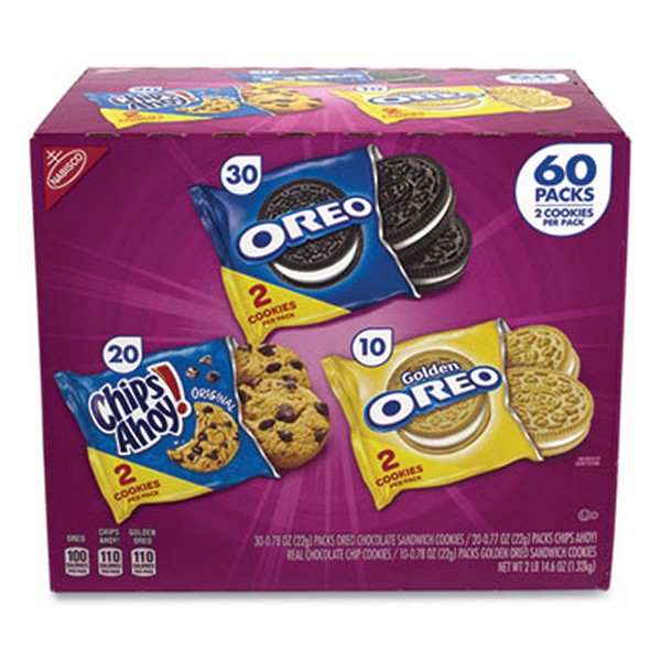 Nabisco Cookie Variety Pack, Assorted Flavors, 0.77 Pack, 60 Packs/box