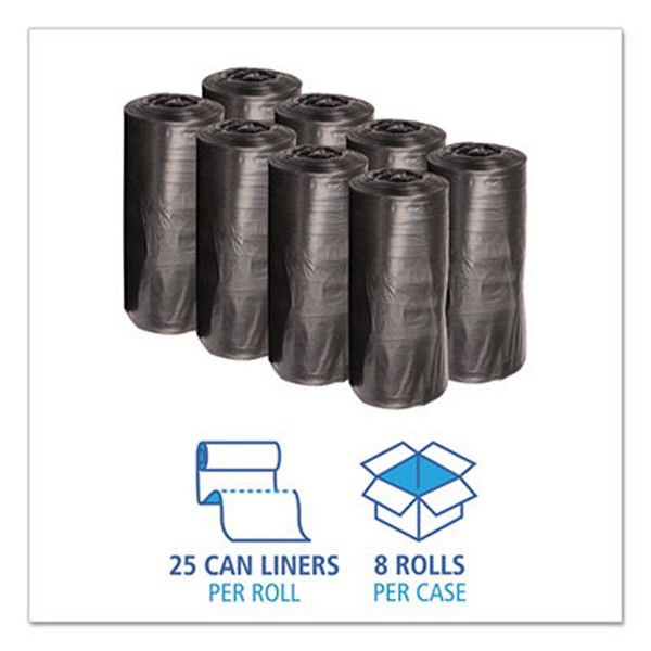 Boardwalk® Low-Density Waste Can Liners, 33 Gal, 0.5 Mil, 33" X 39", Black, 200/carton