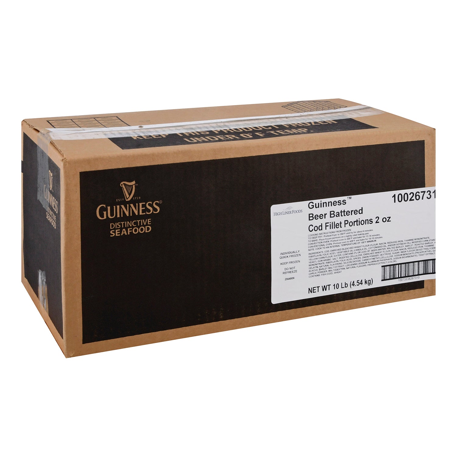 ( Kg) Guinness Beer Battered Cod Fillet Portions 5 Pound Each - 2 Per Case