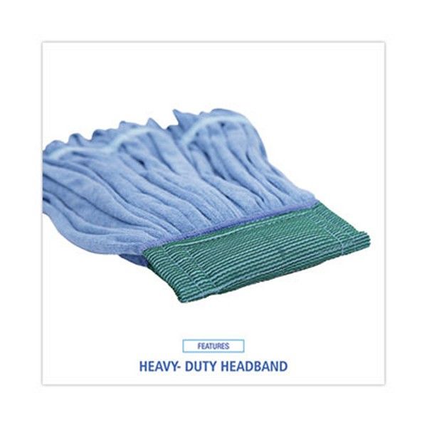 Boardwalk® Microfiber Looped-End Wet Mop Heads, Medium, Blue, 12/carton, 12/carton