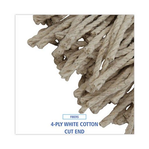 Boardwalk® Mop Head, Cotton, Cut-End, White, 4-Ply, 32oz, 12/carton