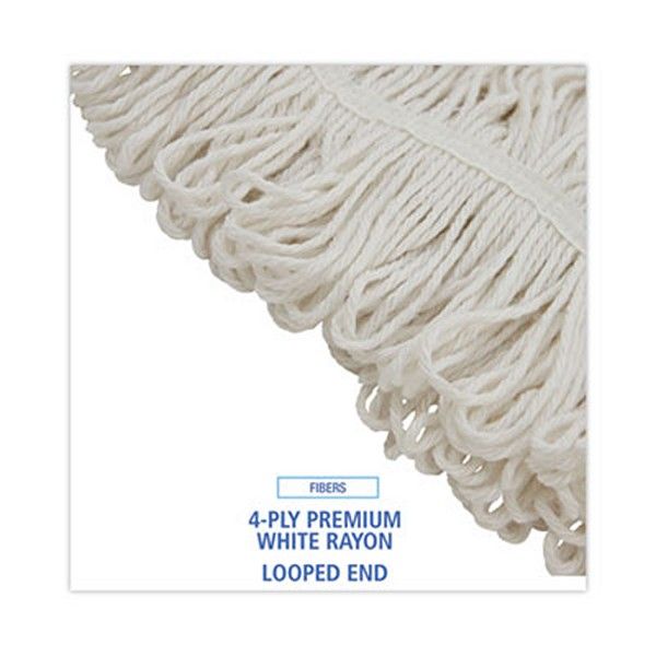 Boardwalk® Pro Loop Web/tailband Wet Mop Head, Rayon, 24oz, White