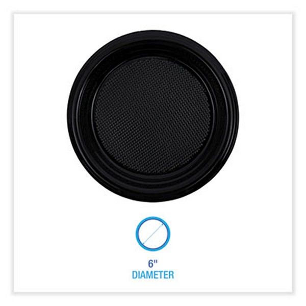 Boardwalk® Hi-Impact Plastic Dinnerware, Plate, 6" Dia, Black, 1,000/carton